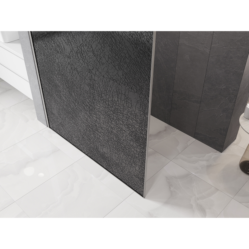 Mexen Kioto Walk-in shower wall 70 x 200 cm, graphite crackle 12 mm, brushed nickel - 800-070-101-97-44-X