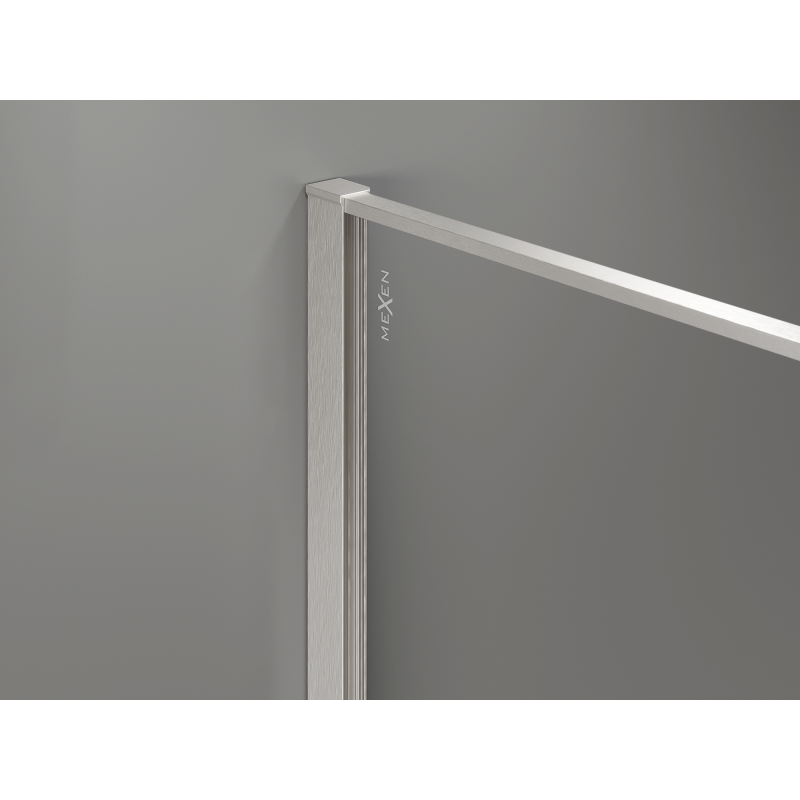 Mexen Kioto Walk-in Shower Wall 130 x 200 cm, Graphite Crackle 12 mm, Brushed Nickel - 800-130-101-97-44-X