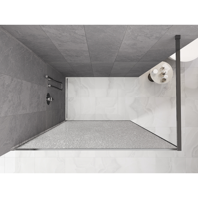 Mexen Kioto shower wall Walk-in 150 x 200 cm, crackle transparent 12 mm, chrome - 800-150-101-01-04-X