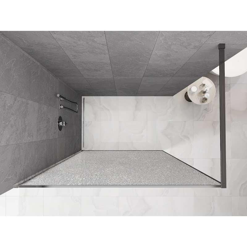 Mexen Kioto Walk-in Shower Panel 90 x 200 cm, crackle transparent 12 mm, chrome - 800-090-101-01-04-X