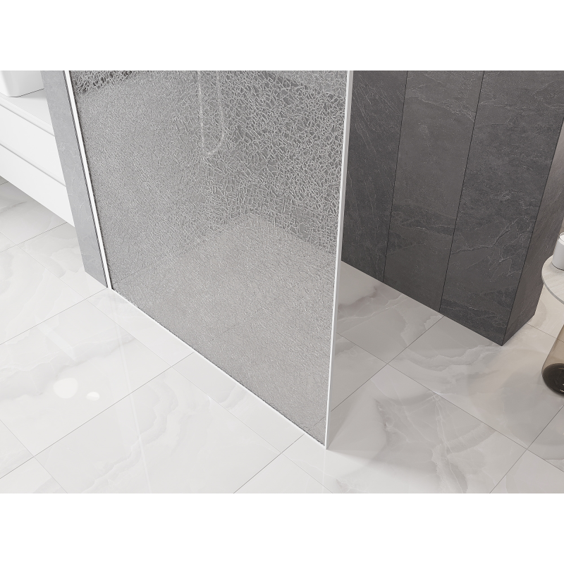 Mexen Kioto Walk-in Shower Screen 130 x 200 cm, crackle transparent 12 mm, white - 800-130-101-20-04-X