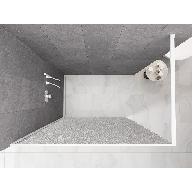 Mexen Kioto Walk-in Shower Wall 110 x 200 cm, crackle transparent 12 mm, white - 800-110-101-20-04-X
