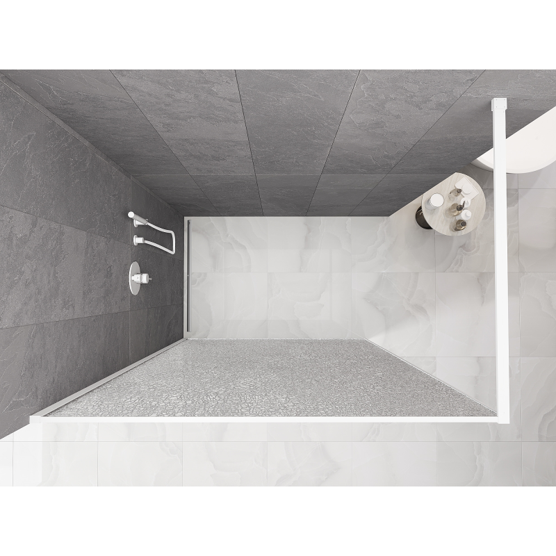 Mexen Kioto Walk-in Shower Wall 70 x 200 cm, Crackle Transparent 12 mm, White - 800-070-101-20-04-X