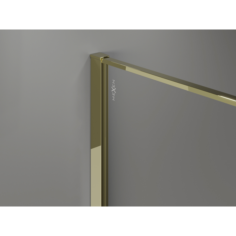 Mexen Kioto Walk-in Shower Wall 100 x 200 cm, Crackle Transparent 12 mm, Gold - 800-100-101-50-04-X
