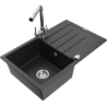 Mexen Bruno 1-compartment granite sink with a drip tray and kitchen mixer tap Duero, Black/Gold metallic - 6513-75-671600-00
