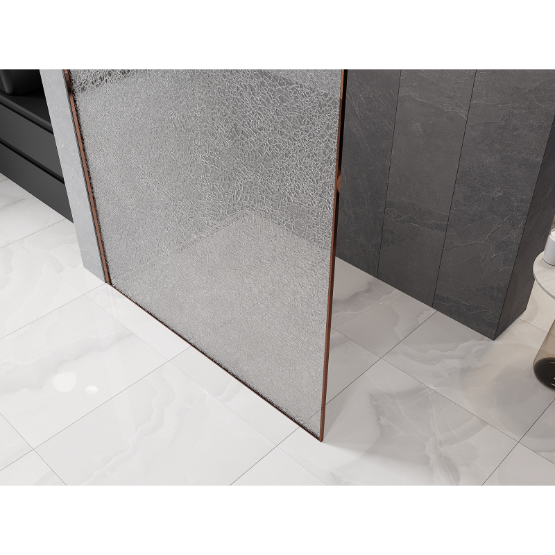 Mexen Kioto Walk-in shower wall 150 x 200 cm, crackle transparent 12 mm, rose gold - 800-150-101-60-04-X