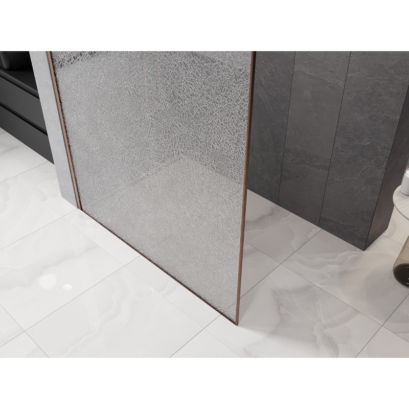 Mexen Kioto Walk-in Shower Wall 130 x 200 cm, Crackle Transparent 12 mm, Brushed Copper - 800-130-101-65-04-X