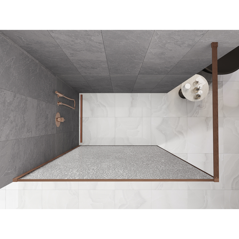 Mexen Kioto Walk-in Shower Screen 120 x 200 cm, Crackle Transparent 12 mm, Brushed Copper - 800-120-101-65-04-X