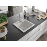 Mexen Vito 1-bowl granite kitchen sink with Telma kitchen faucet, white - 6503-20-670200-00