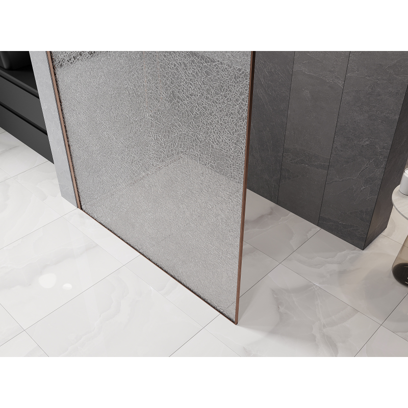 Mexen Kioto Walk-in Shower Screen 90 x 200 cm, Crackle Transparent 12 mm, Brushed Copper - 800-090-101-65-04-X