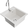 Mexen Vito granite sink 1-bowl with Telma kitchen tap, white - 6503-20-670200-00