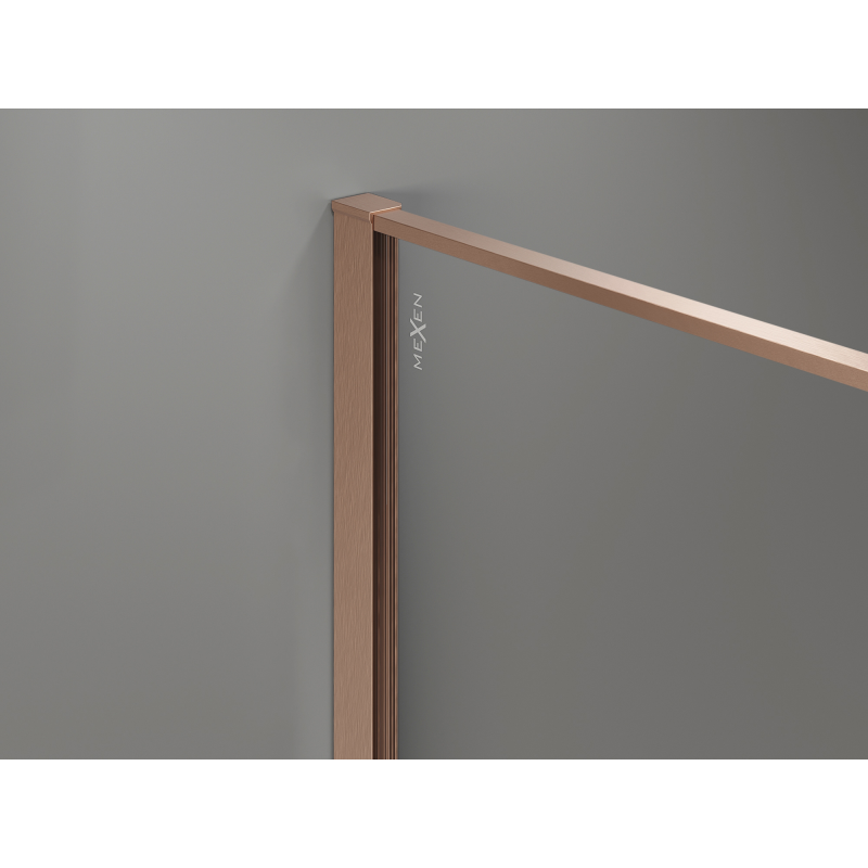 Mexen Kioto Walk-in Shower Screen 90 x 200 cm, Crackle Transparent 12 mm, Brushed Copper - 800-090-101-65-04-X