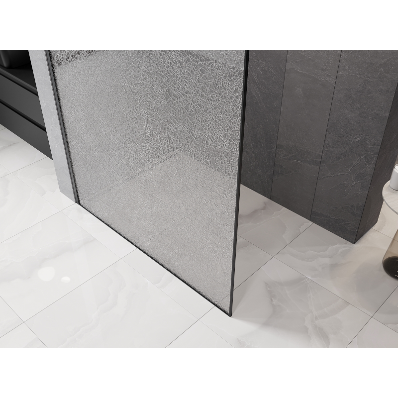 Mexen Kioto Walk-in Shower Wall 160 x 200 cm, Crackle Transparent 12 mm, Gun Gray Brushed - 800-160-101-66-04-X