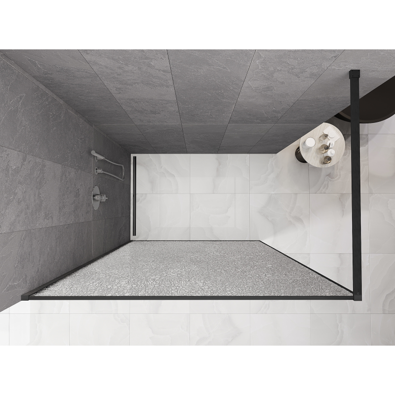 Mexen Kioto Walk-in Shower Wall 90 x 200 cm, crackle transparent 12 mm, gun gray brushed - 800-090-101-66-04-X