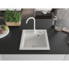 Mexen Vito granite kitchen sink 1-bowl with Telma kitchen faucet, white - 6503-20-670200-20