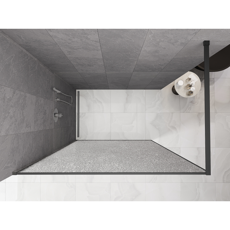 Mexen Kioto Walk-in Shower Wall 110 x 200 cm, Crackle Transparent 12 mm, Gun Metal - 800-110-101-95-04-X
