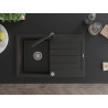 Mexen Bruno granite kitchen sink with 1 bowl, drainer, and kitchen mixer Duero, black/golden metallic - 6513-75-671600-70