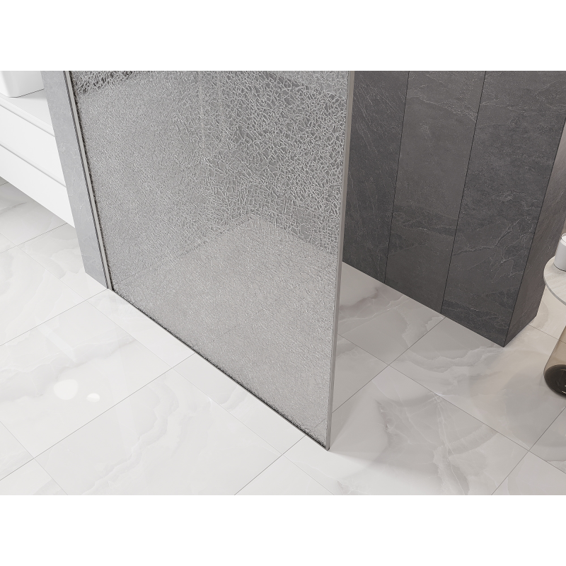 Mexen Kioto Walk-in Shower Wall 120 x 200 cm, Crackle Transparent 12 mm, Brushed Nickel - 800-120-101-97-04-X