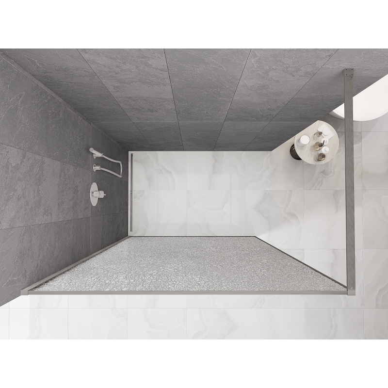 Mexen Kioto walk-in shower wall 140 x 200 cm, crackle transparent 12 mm, brushed nickel - 800-140-101-97-04-X