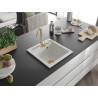 Mexen Vito granite kitchen sink 1-bowl with Telma kitchen faucet, white - 6503-20-670200-50