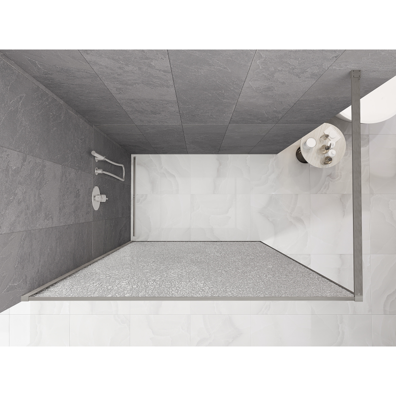 Mexen Kioto Walk-in shower wall 160 x 200 cm, crackle transparent 12 mm, brushed nickel - 800-160-101-97-04-X
