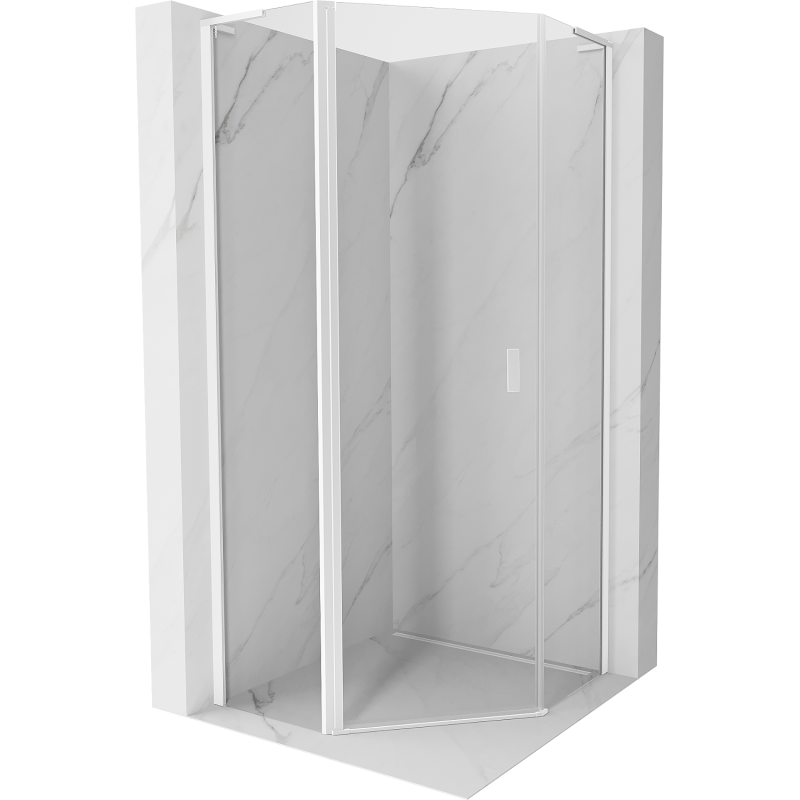 Mexen Mist L pentagonal shower cabin hinged 80 x 80 cm, transparent, white - 8A8L-080-080-20-00