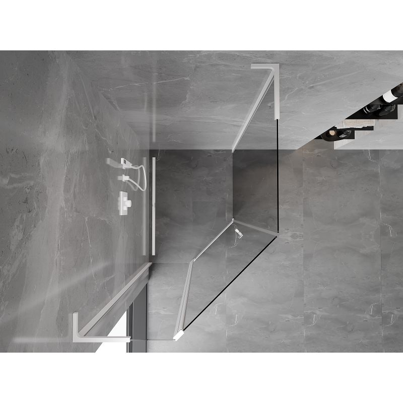 Mexen Mist L asymmetrical pentagonal shower enclosure with hinged doors 80 x 90 cm, transparent, white - 8A8L-080-090-20-00