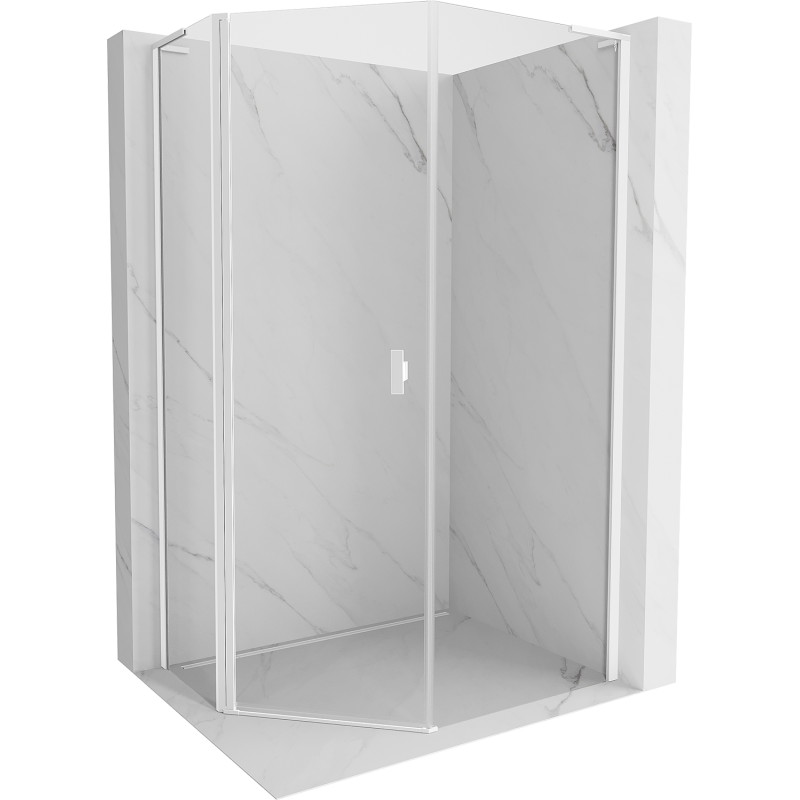 Mexen Mist L asymmetrical pentagonal shower enclosure with hinged doors 80 x 90 cm, transparent, white - 8A8L-080-090-20-00