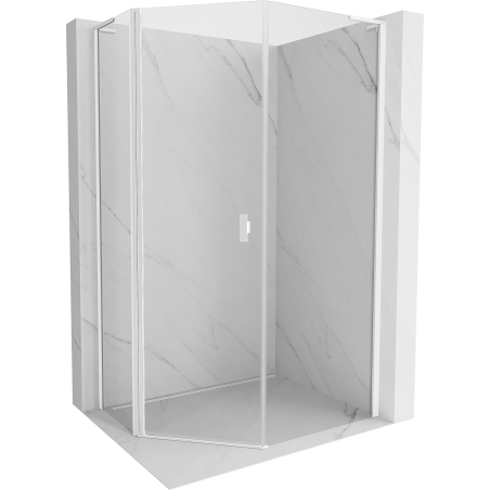 Mexen Mist L asymmetrical pentagonal shower enclosure with hinged doors 80 x 90 cm, transparent, white - 8A8L-080-090-20-00