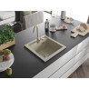Mexen Vito single-bowl granite sink with Telma kitchen faucet, beige - 6503-69-670200-69