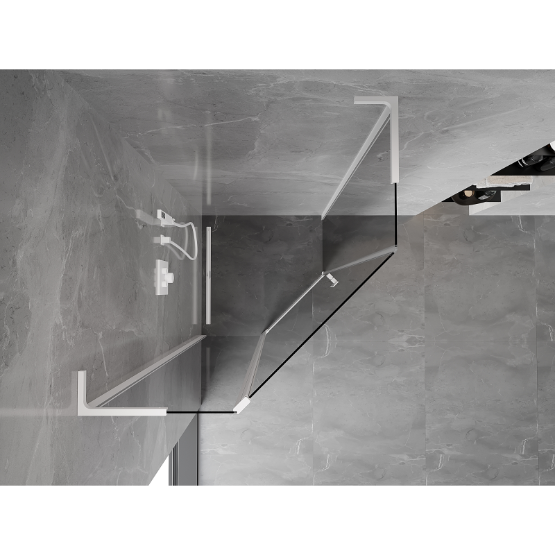 Mexen Mist L pentagonal swing shower cabin 90 x 90 cm, transparent, white - 8A8L-090-090-20-00