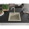 Mexen Vito single-bowl granite sink with Telma kitchen faucet, beige - 6503-69-670200-69