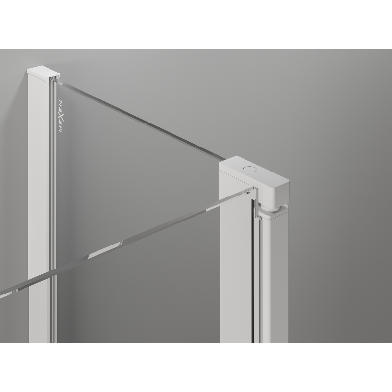 Mexen Mist L asymmetric pentagonal shower enclosure with hinged door 90 x 100 cm, transparent, white - 8A8L-090-100-20-00
