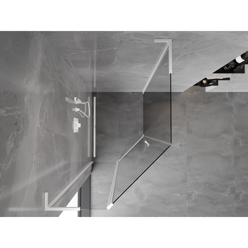Mexen Mist L asymmetric pentagonal shower enclosure with hinged door 90 x 100 cm, transparent, white - 8A8L-090-100-20-00