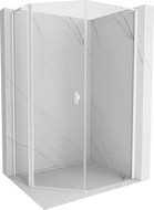 Mexen Mist L asymmetric pentagonal shower enclosure with hinged door 90 x 100 cm, transparent, white - 8A8L-090-100-20-00