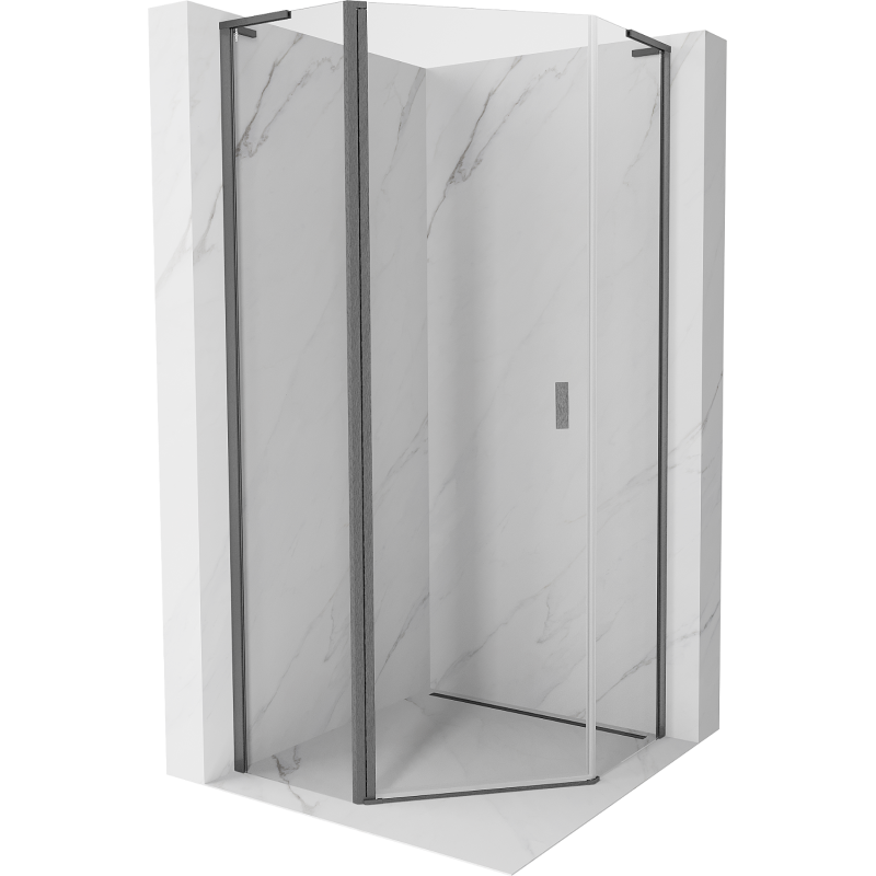 Mexen Mist L Pentagonal Hinged Shower Enclosure 80 x 80 cm, Transparent, Brushed Gun Gray - 8A8L-080-080-66-00