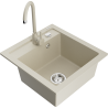 Mexen Vito 1-Bowl Granite Sink with Telma Kitchen Tap, Beige - 6503-69-670200-69