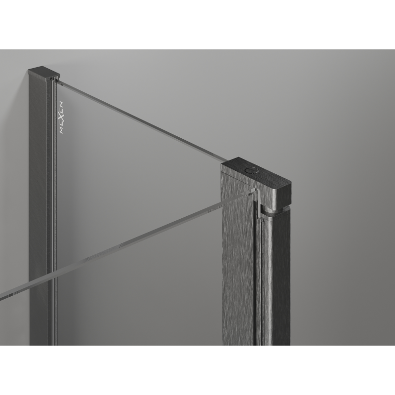 Mexen Mist L asymmetrical pentagonal hinged shower enclosure 80x90 cm transparent gun gray brushed - 8A8L-080-090-66-00