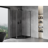 Mexen Mist L asymmetrical pentagonal hinged shower enclosure 80x90 cm transparent gun gray brushed - 8A8L-080-090-66-00