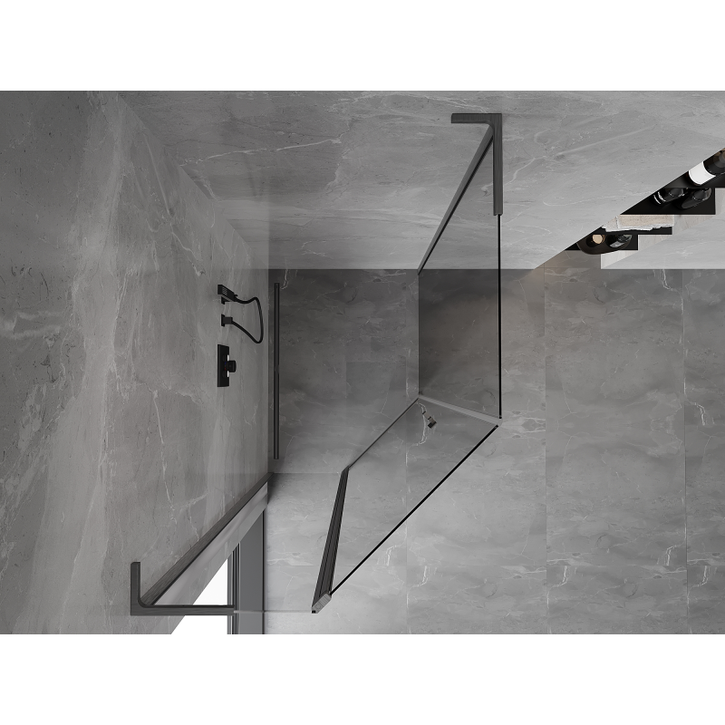 Mexen Mist L asymmetrical pentagonal hinged shower enclosure 80x90 cm transparent gun gray brushed - 8A8L-080-090-66-00
