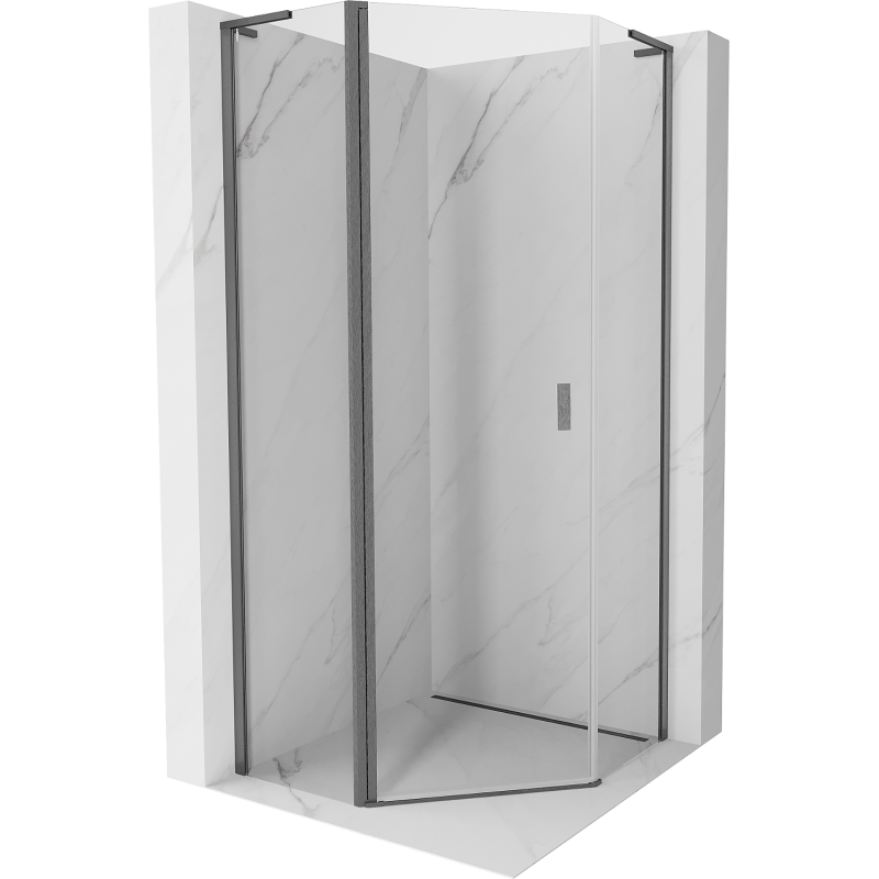 Mexen Mist L pentagonal hinged shower enclosure 90 x 90 cm, transparent, brushed gun gray - 8A8L-090-090-66-00