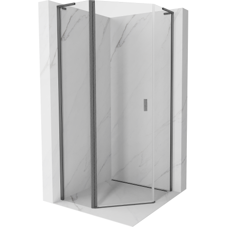 Mexen Mist L pentagonal hinged shower enclosure 90 x 90 cm, transparent, brushed gun gray - 8A8L-090-090-66-00