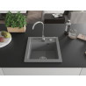Mexen Vito granite kitchen sink single-bowl with Telma kitchen faucet, gray - 6503-71-670200-00