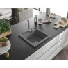 Mexen Vito granite kitchen sink single-bowl with Telma kitchen faucet, gray - 6503-71-670200-00