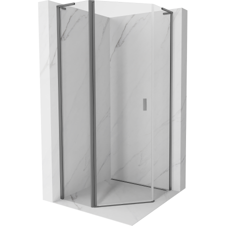 Mexen Mist L Pentagonal Hinged Shower Cabin 80 x 80 cm, Transparent, Gun Metal - 8A8L-080-080-95-00