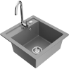Mexen Vito granite kitchen sink 1-bowl with Telma kitchen tap, grey - 6503-71-670200-00