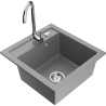 Mexen Vito granite kitchen sink single-bowl with Telma kitchen faucet, gray - 6503-71-670200-00