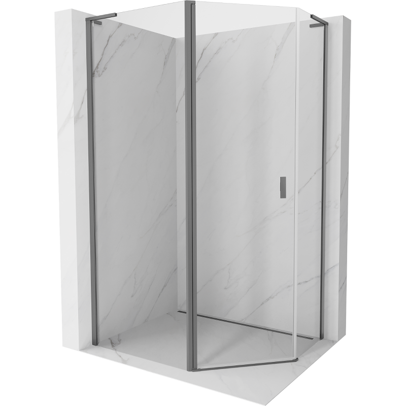 Mexen Mist L asymmetrical pentagonal shower enclosure with hinged door 90 x 80 cm, transparent, gun metal - 8A8L-090-080-95-00
