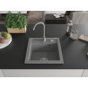 Mexen Vito granite kitchen sink 1-bowl with Telma kitchen faucet, gray - 6503-71-670200-71