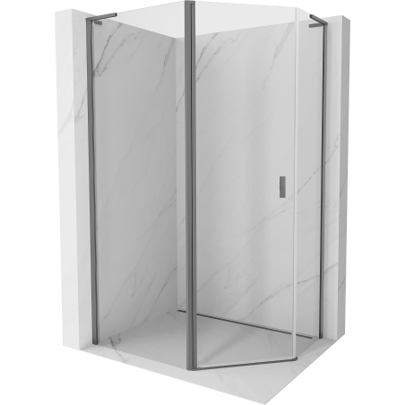 Mexen Mist L asymmetrical pentagonal hinged shower cabin 100 x 80 cm, transparent, gun metal - 8A8L-100-080-95-00